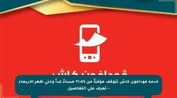 خدمة فودافون كاش تتوقف مؤقتاً من 11:45 مساءً غداً وحتى ظهر الأربعاء – تعرف على التفاصيل